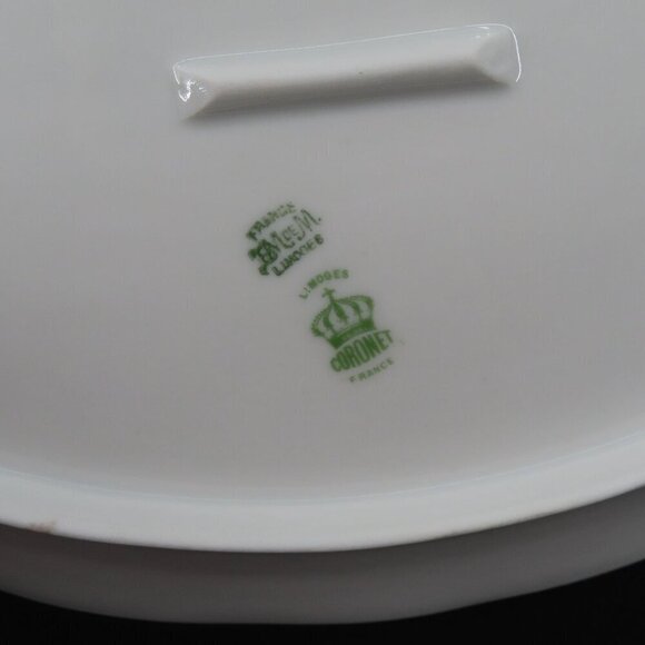 Coronet Limoges France 14in Pink Yellow Rose Flower Floral Swag Oval Platter VTG - Picture 7 of 9